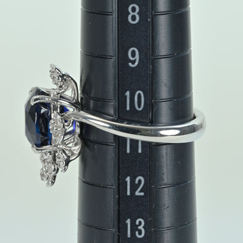 【中古】PT900 SAPPHIREサファイアリング S4.132ct D0.15ct 日宝協鑑別書 7.8g #11