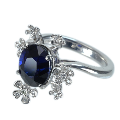 【中古】PT900 SAPPHIREサファイアリング S4.132ct D0.15ct 日宝協鑑別書 7.8g #11