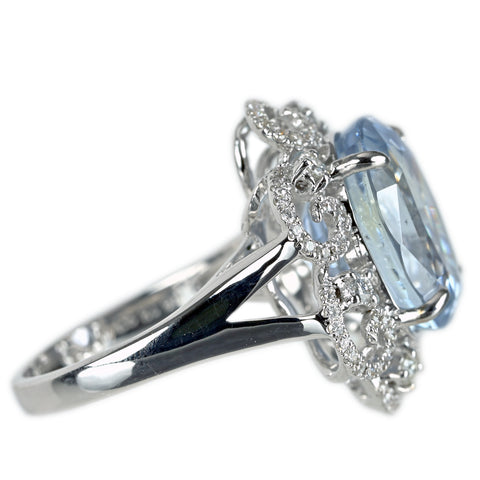 【中古】K18WG SAPPHIRE サファイアリング S13.31ct D0.55ct 日宝協ソ 8.9g #14.5