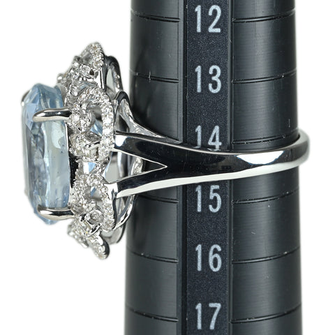 【中古】K18WG SAPPHIRE サファイアリング S13.31ct D0.55ct 日宝協ソ 8.9g #14.5