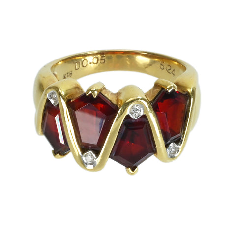 【中古】K18YG GARNETガーネットリング G5.24ct D0.05ct 7.8g #13.5