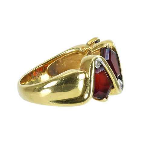 【中古】K18YG GARNETガーネットリング G5.24ct D0.05ct 7.8g #13.5