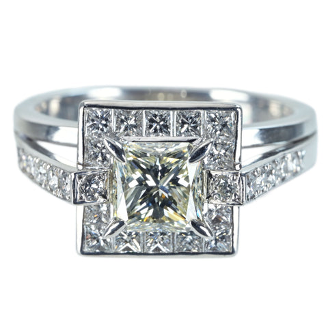【Used】PT900 DIAMOND RING Princess Cut Diamond Ring 1.067ct D0.76ct 8.6g #11