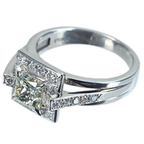 【Used】PT900 DIAMOND RING Princess Cut Diamond Ring 1.067ct D0.76ct 8.6g #11