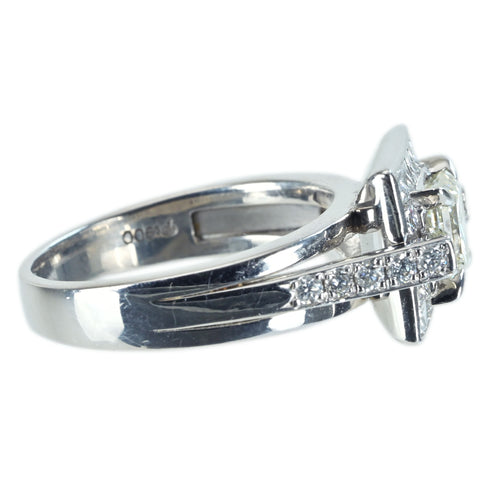【Used】PT900 DIAMOND RING Princess Cut Diamond Ring 1.067ct D0.76ct 8.6g #11