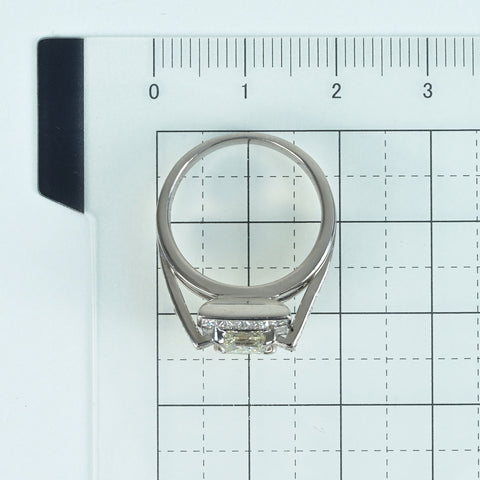 【Used】PT900 DIAMOND RING Princess Cut Diamond Ring 1.067ct D0.76ct 8.6g #11