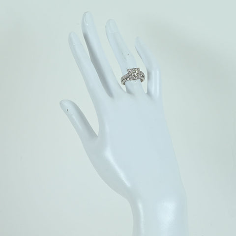 【Used】PT900 DIAMOND RING Princess Cut Diamond Ring 1.067ct D0.76ct 8.6g #11