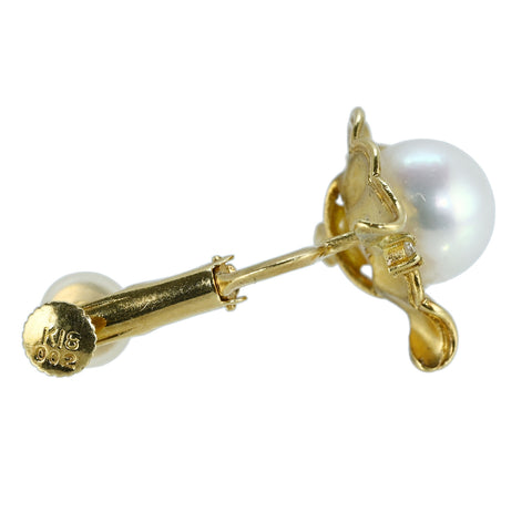 【中古】 K18YG AKOYA PEARL EARRINGS アコヤパールイヤリング 8.8mm D0.04 7.3g