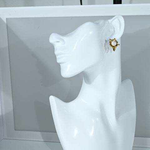 【中古】 K18YG AKOYA PEARL EARRINGS アコヤパールイヤリング 8.8mm D0.04 7.3g