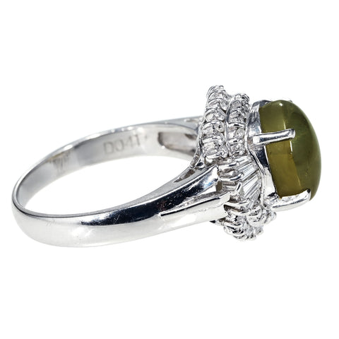 【中古】PT900 CATS EYE RING クリソベリルキャッツアイリング CE4.21ct D0.41ct 6.2g #10