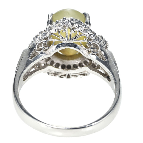 【中古】PT900 CATS EYE RING クリソベリルキャッツアイリング CE4.21ct D0.41ct 6.2g #10