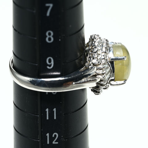 【中古】PT900 CATS EYE RING クリソベリルキャッツアイリング CE4.21ct D0.41ct 6.2g #10