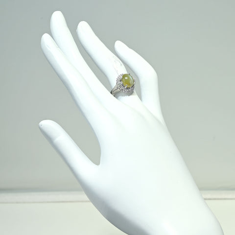 【中古】PT900 CATS EYE RING クリソベリルキャッツアイリング CE4.21ct D0.41ct 6.2g #10
