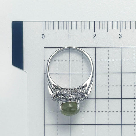 【中古】PT900 CATS EYE RING クリソベリルキャッツアイリング CE4.21ct D0.41ct 6.2g #10