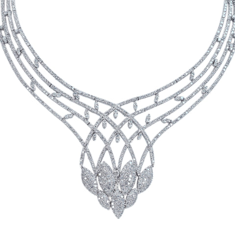【中古】K18WG DIAMOND NECKLACE ダイヤモンドネックレス D12.59ct 91.3g