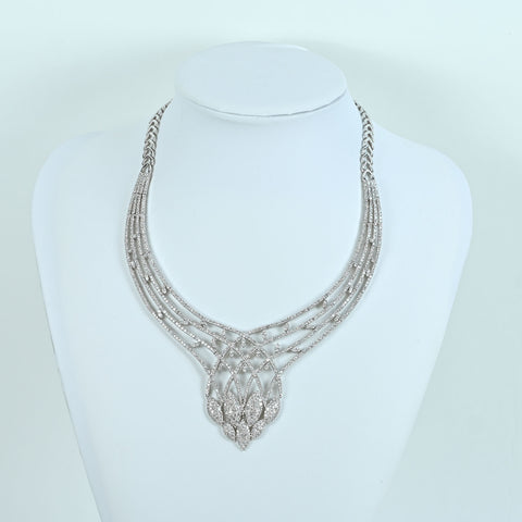 【中古】K18WG DIAMOND NECKLACE ダイヤモンドネックレス D12.59ct 91.3g