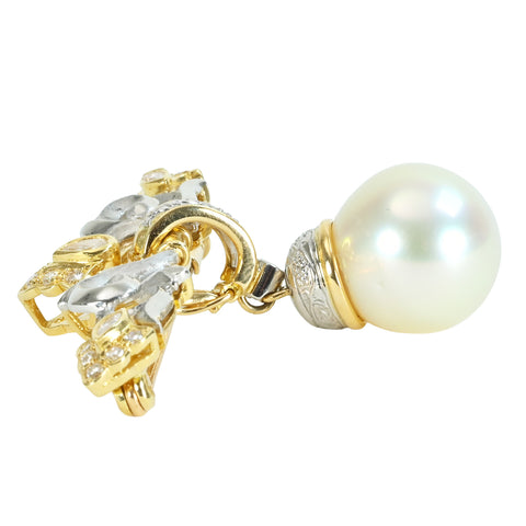 [Pre-owned] K18YG/PT900 SOUTH SEA PEARL BROACH White South Sea Pearl Brooch, P12.8mm, 14.0g 
