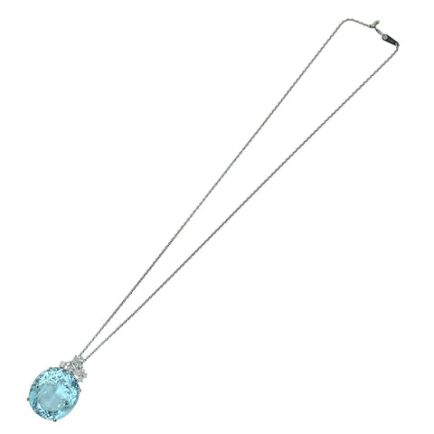 【中古】PT850/PT900 AQUAMARINEアクアマリンペンダントネックレス AQ55.91ct D0.96ct 21.5g
