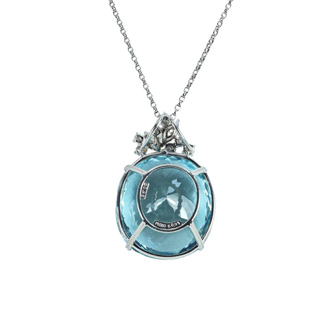 【中古】PT850/PT900 AQUAMARINEアクアマリンペンダントネックレス AQ55.91ct D0.96ct 21.5g