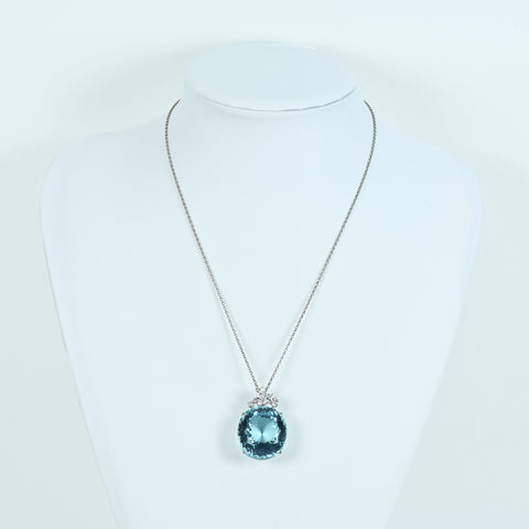 【中古】PT850/PT900 AQUAMARINEアクアマリンペンダントネックレス AQ55.91ct D0.96ct 21.5g