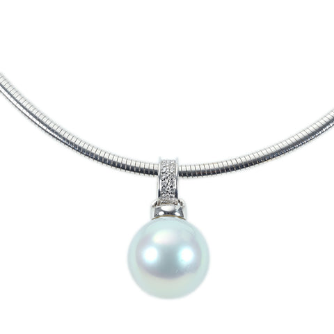 【中古】 K18WG PHOENIX PEARL PENDANT NECKLACE 白蝶フェニックスパールペンダントネックレス  P15.5mm D0.06ct 24.4g