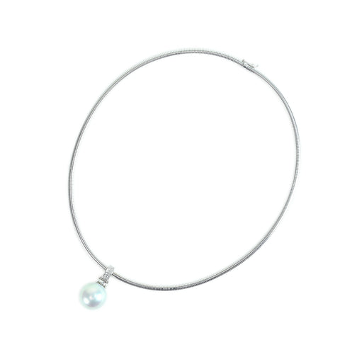 【中古】 K18WG PHOENIX PEARL PENDANT NECKLACE 白蝶フェニックスパールペンダントネックレス  P15.5mm D0.06ct 24.4g