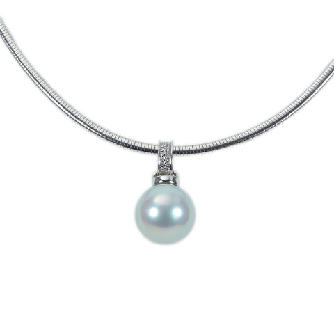 【中古】 K18WG PHOENIX PEARL PENDANT NECKLACE 白蝶フェニックスパールペンダントネックレス  P15.5mm D0.06ct 24.4g