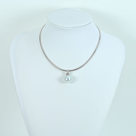 【中古】 K18WG PHOENIX PEARL PENDANT NECKLACE 白蝶フェニックスパールペンダントネックレス  P15.5mm D0.06ct 24.4g