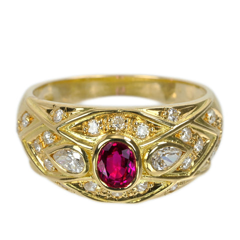 【中古】K18YG RUBY ルビーリング R0.43ct D0.40ct 4.5g #10