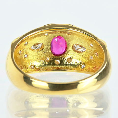 【中古】K18YG RUBY ルビーリング R0.43ct D0.40ct 4.5g #10