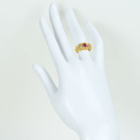 【中古】K18YG RUBY ルビーリング R0.43ct D0.40ct 4.5g #10