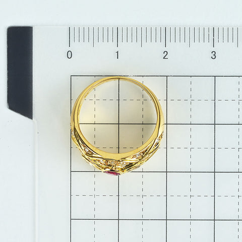 【中古】K18YG RUBY ルビーリング R0.43ct D0.40ct 4.5g #10