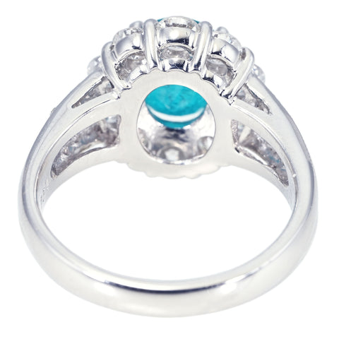 【中古】PT900 NO HEAT CUPRIAN ELBAITE (PARAIBA TOURMALINE) RING ブラジル産ネオンカラー 非加熱パライバトルマリンリング PT1.96ct D1.27ct GRS鑑別書 8.6g #12