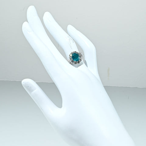 【中古】PT900 NO HEAT CUPRIAN ELBAITE (PARAIBA TOURMALINE) RING ブラジル産ネオンカラー 非加熱パライバトルマリンリング PT1.96ct D1.27ct GRS鑑別書 8.6g #12