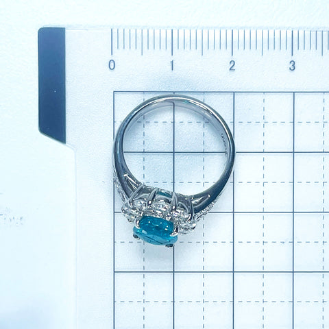 【中古】PT900 NO HEAT CUPRIAN ELBAITE (PARAIBA TOURMALINE) RING ブラジル産ネオンカラー 非加熱パライバトルマリンリング PT1.96ct D1.27ct GRS鑑別書 8.6g #12