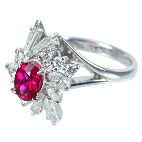 【中古】PT900 RUBY RING ルビーリング R0.81ct DIA 7.3g #11.5