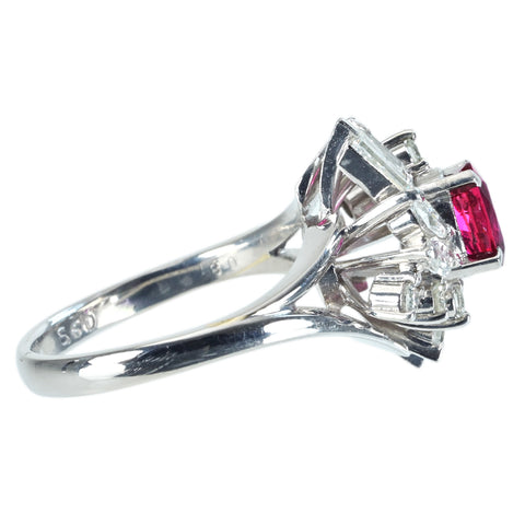 【中古】PT900 RUBY RING ルビーリング R0.81ct DIA 7.3g #11.5