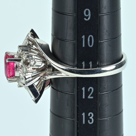【中古】PT900 RUBY RING ルビーリング R0.81ct DIA 7.3g #11.5