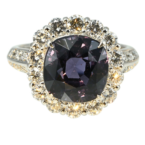 【中古】PT900 COLOR CHANGE SPINEL RING カラーチェンジスピネルリング SP6.22ct D1.35ct GRS鑑別書 9.2g #12