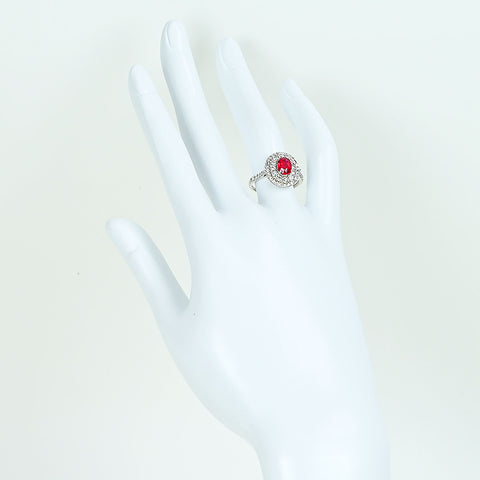 【中古】PT950 RUBY ルビーリング タイ産 R0.96ct D0.88ct GIA鑑別書 5.2g #12