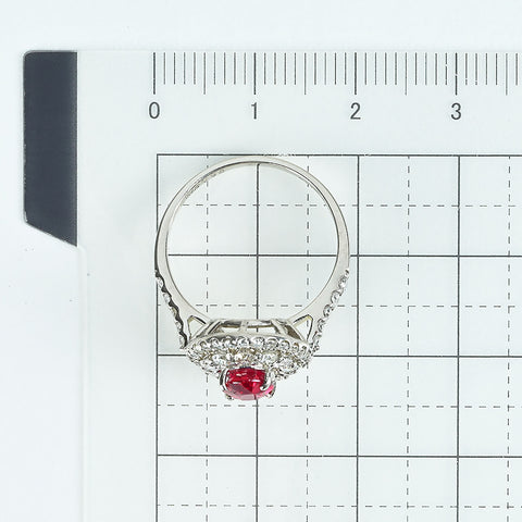 【中古】PT950 RUBY ルビーリング タイ産 R0.96ct D0.88ct GIA鑑別書 5.2g #12