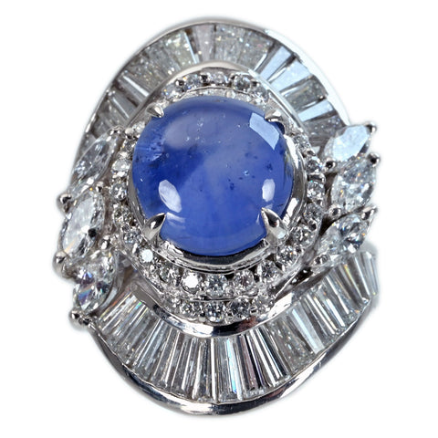 【中古】PT900 STAR SAPPHIRE RING スターサファイアリング SS10.145ct D3.84ct 24.1g #12
