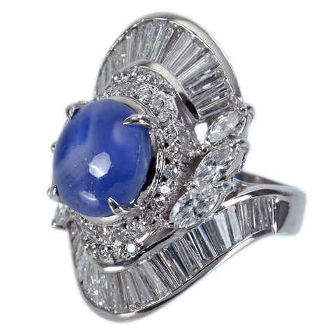 [Used] PT900 Star SAPPHIRE RING Star Sapphire Ring SS10.145ct D3.84ct 24.1g #12 