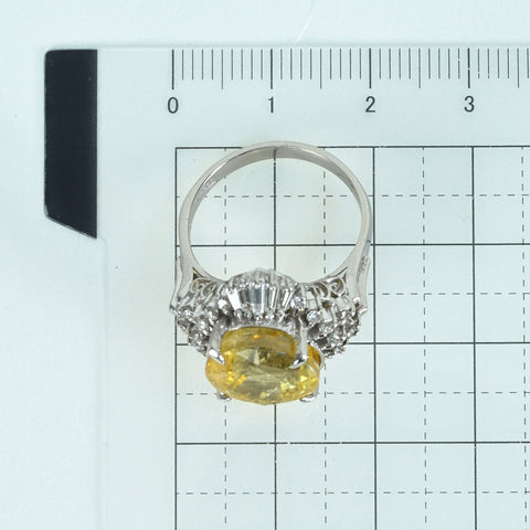 【中古】PT900 YELLOW SAPPHIRE非加熱イエローサファイアリング YS11.036ct D0.69ct 日宝協鑑別書 8.4g #13