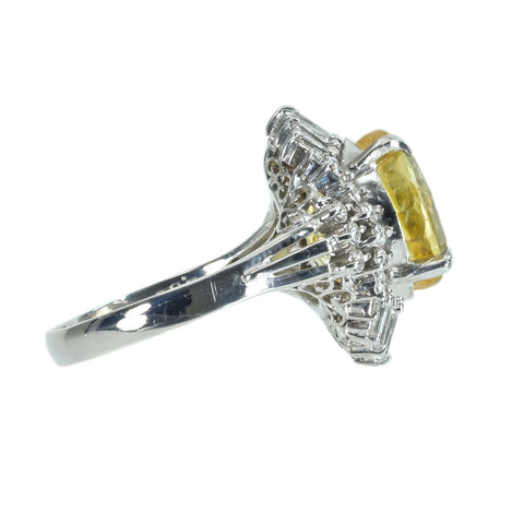 【中古】PT900 YELLOW SAPPHIRE非加熱イエローサファイアリング YS11.036ct D0.69ct 日宝協鑑別書 8.4g #13