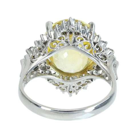 【中古】PT900 YELLOW SAPPHIRE非加熱イエローサファイアリング YS11.036ct D0.69ct 日宝協鑑別書 8.4g #13