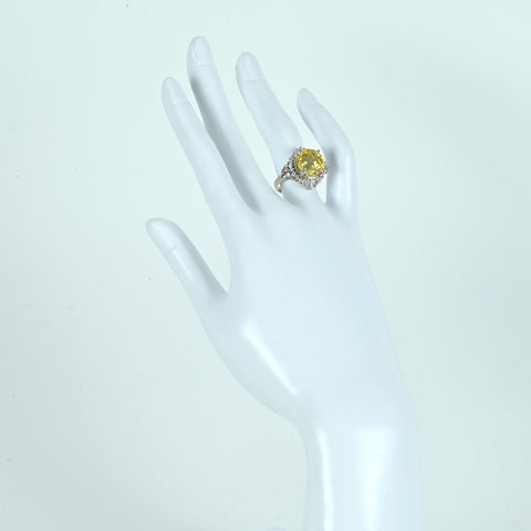 【中古】PT900 YELLOW SAPPHIRE非加熱イエローサファイアリング YS11.036ct D0.69ct 日宝協鑑別書 8.4g #13