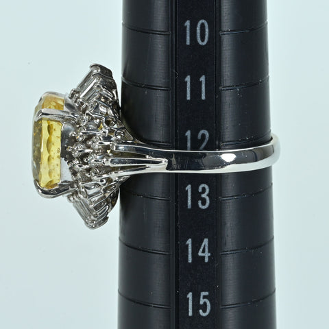 【中古】PT900 YELLOW SAPPHIRE非加熱イエローサファイアリング YS11.036ct D0.69ct 日宝協鑑別書 8.4g #13
