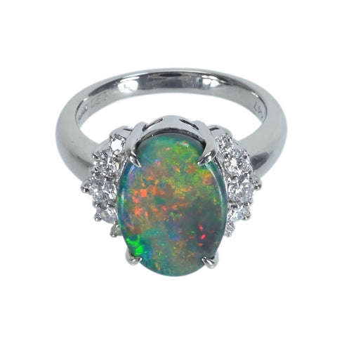 【中古】PT900 BLACK OPALブラックオパールリング BO4.47ct D0.53ct 11.0g 14.5