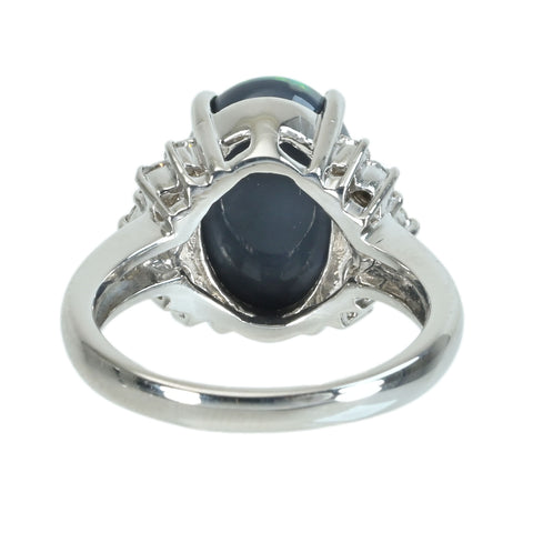 [Used] PT900 BLACK OPAL Black Opal Ring, BO4.47ct, D0.53ct, 11.0g, 14.5 